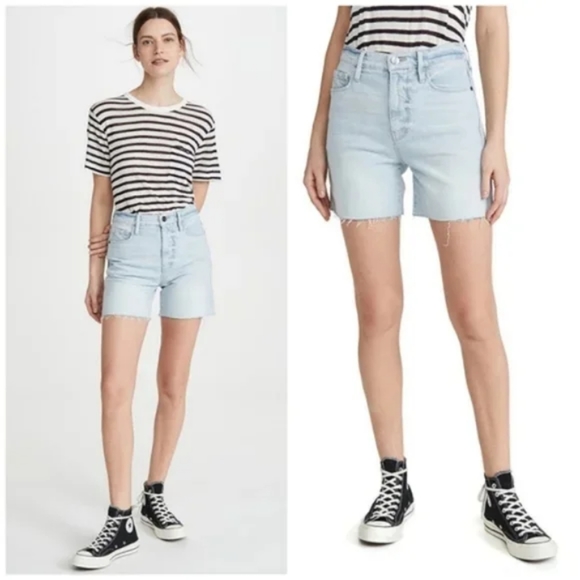 FRAME Denim Jeans Le Tour Altadena Cutoff Shorts Long High Rise Bermuda - Picture 7 of 10